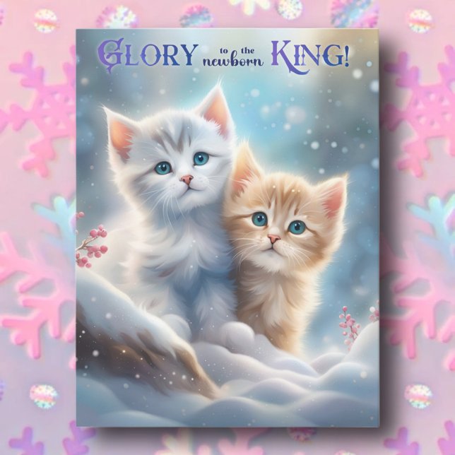 Christmas Carol Kittens Cute Animal Christian  Holiday Postcard (Creator Uploaded)