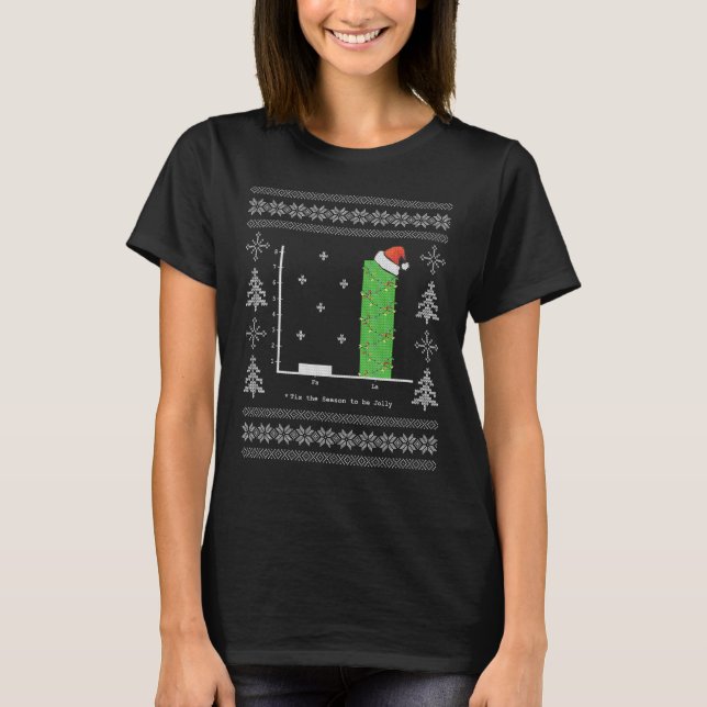 Christmas Carol Math Bar Graph Ugly Christmas T-Shirt (Front)