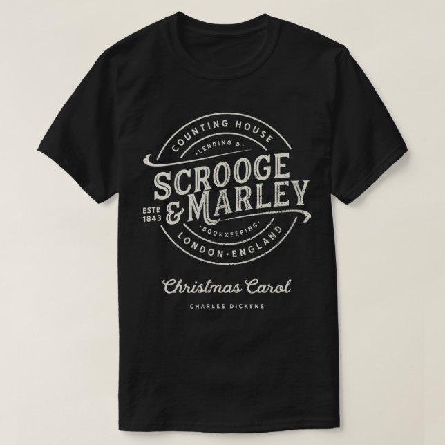 Christmas Carol, Scrooge ' Marley, Holiday Design, T-Shirt (Design Front)