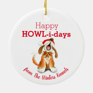 Christmas carol singing dog gift favour ceramic tree decoration
