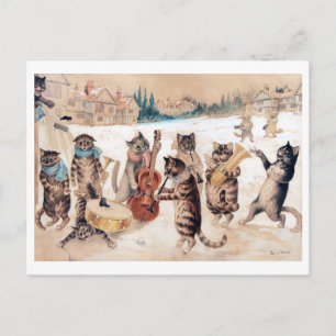 Christmas Carol Singing, Louis Wain Postcard