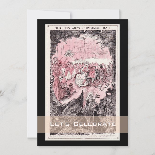 Christmas Carol Vintage Holiday Christmas Party Invitation (Front)