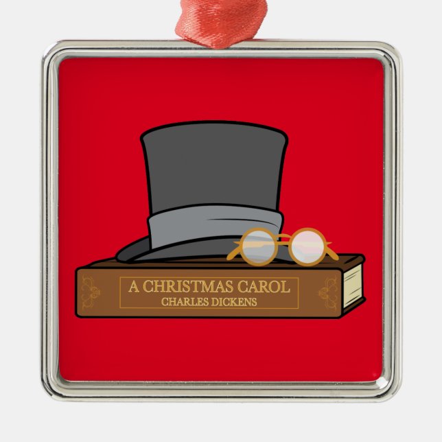 Christmas Carol with Top Hat Ceramic Ornament (Front)