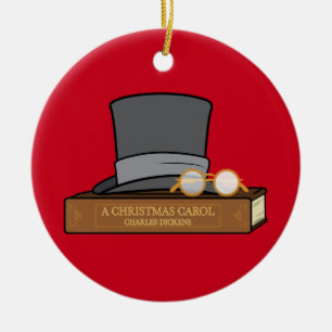Christmas Carol with Top Hat Ceramic Tree Decoration
