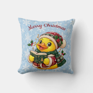 Christmas Caroler Rubber Duck Winter Decor Cushion