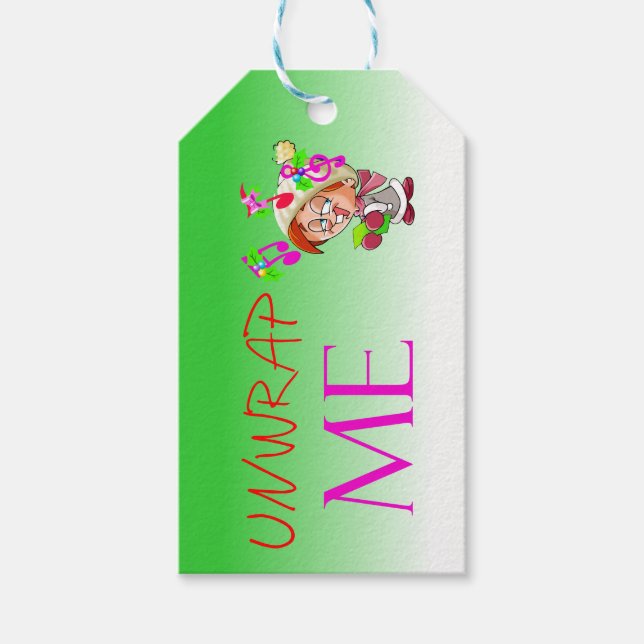 Christmas Caroler Unwrap Me Gift Tag (Front)
