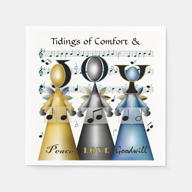 Christmas Carolers Angels Choir Singers Holidays Napkin (Front)