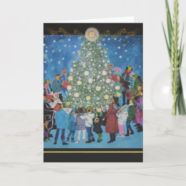 Christmas Carolers Christmas Tree Card (Front)