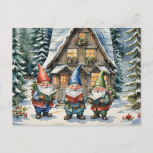 Christmas carolers holiday postcard