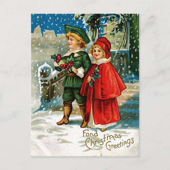 Christmas Carolers Holiday Postcard (Front)