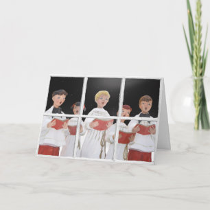 Christmas Carolers In Window Holiday Card