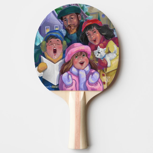 Christmas Carolers Ping Pong Paddle (Front)