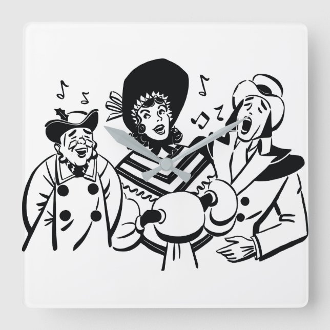 **CHRISTMAS CAROLERS** SQUARE WALL CLOCK (Front)