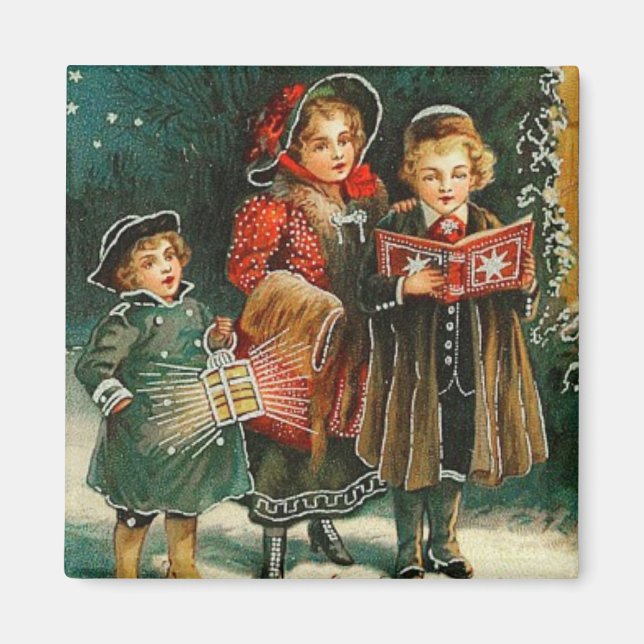 Christmas Carolers Vintage Magnet (Front)