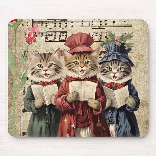 Christmas Caroling Cats Mouse Pad (Front)
