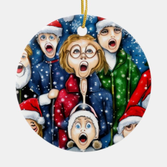 Christmas Caroling Ceramic Tree Decoration (Front)