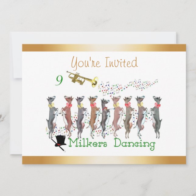 Christmas Caroling Goats Invitation (Front)