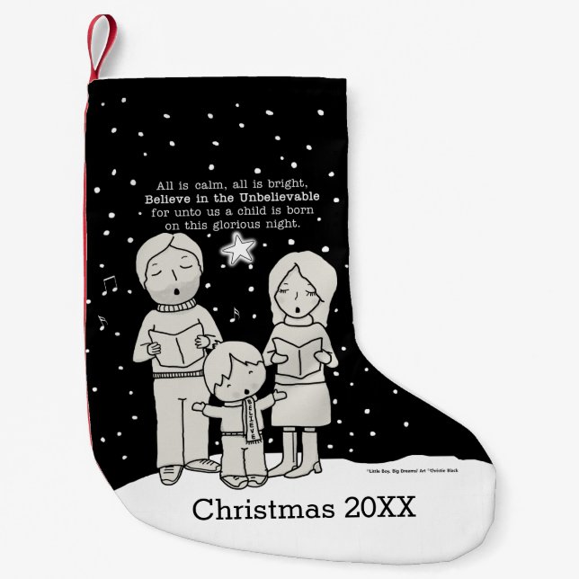 Christmas Caroling Small Christmas Stocking (Front)