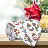 Christmas Caroling Snowmen Hand Drawn Winter