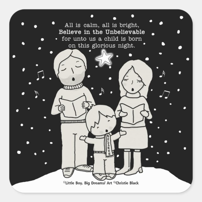 Christmas Caroling Square Sticker (Front)