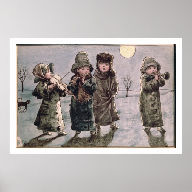 Christmas Caroling (w/c on paper) Poster (Front)