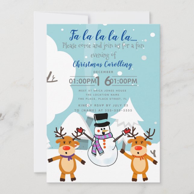 Christmas carolling fundraiser event party invitation (Front)