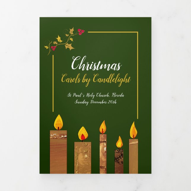 Christmas carols by candlelight hymns Tri-Fold programme (Cover)