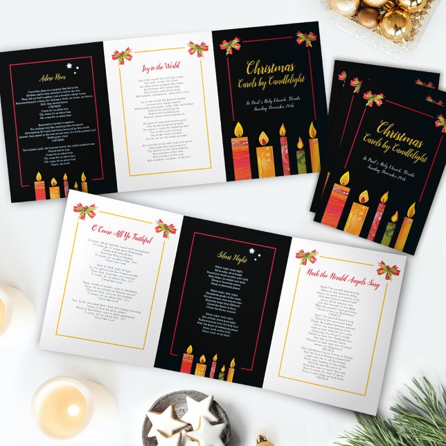 Christmas carols by candlelight songs black Tri-Fold programme (Creator Uploaded)