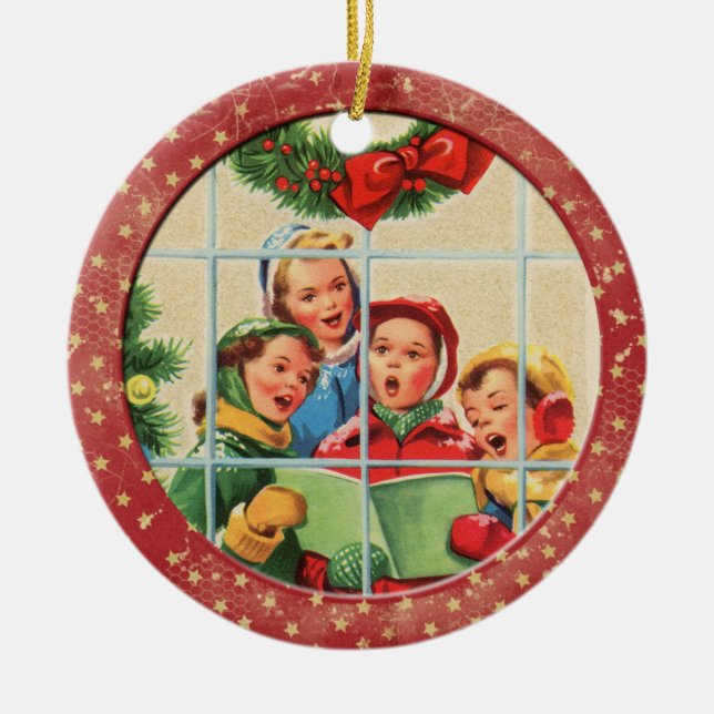 Christmas Carols Ceramic Tree Decoration (Front)