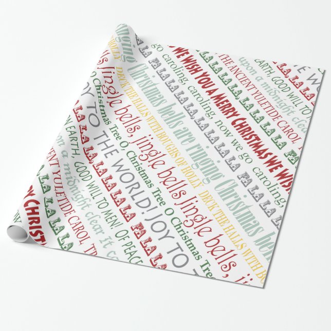 Christmas Carols Favourite Holiday Songs Holiday Wrapping Paper (Unrolled)