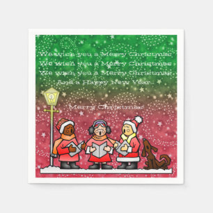 Christmas Carols Red and Green Party Napkins