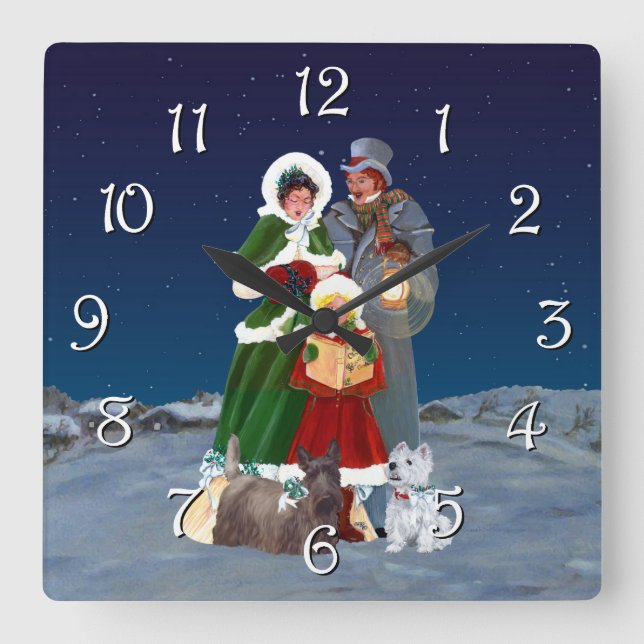 Christmas Carols Square Wall Clock (Front)