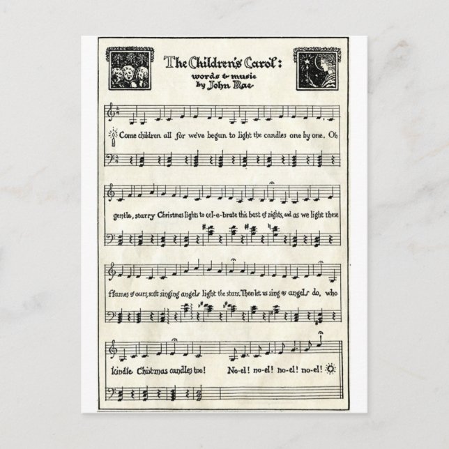 Christmas Carols: The Children's Carol Holiday Postcard (Front)