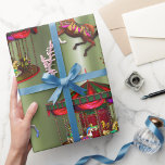 Christmas Carousel Wrapping Paper<br><div class="desc">A colourful Christmas wrapping paper featuring a vintage carousel,  and carousel horses to add a retro touch and a carnival atmosphere to your Christmas gift wrapping and gifts this holiday season.</div>