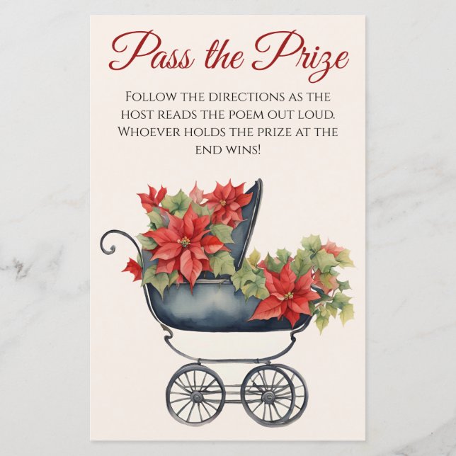 Christmas Carriage Baby Shower Pass the Prize Game (Back)