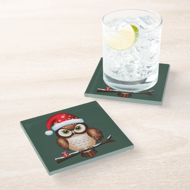 Christmas cart glass coaster (Angled)