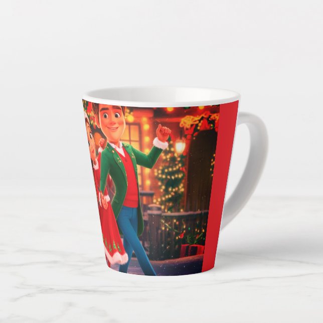 Christmas Cartoon Dancing Princess Latte Mug (Right Angle)