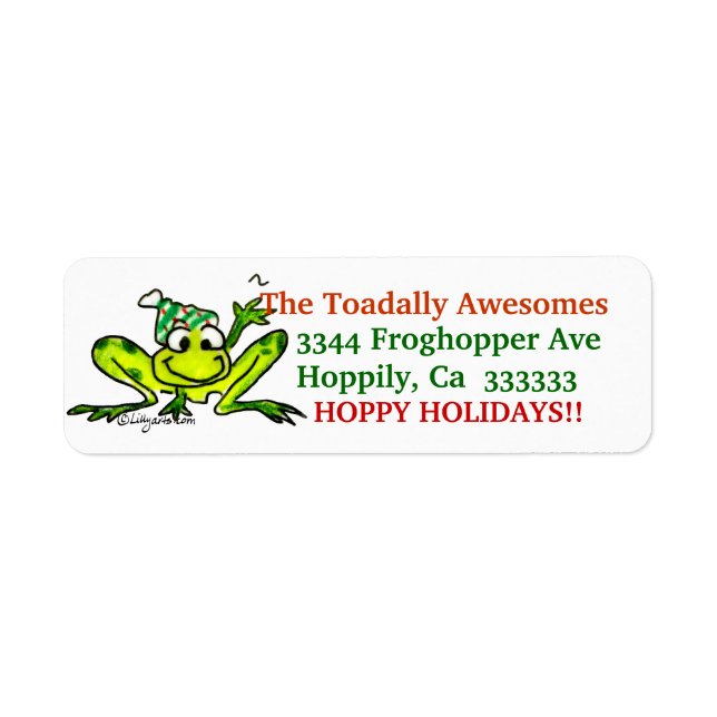 Christmas Cartoon Frog Address Label (Front)