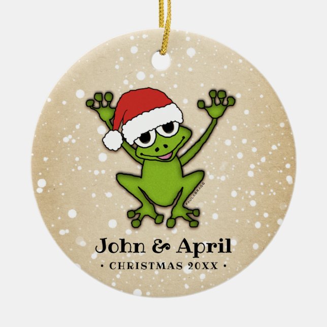 Christmas Cartoon Frog Ceramic Tree Decoration (Front)