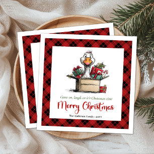 Christmas Cartoon Goose Humour Playful Napkins