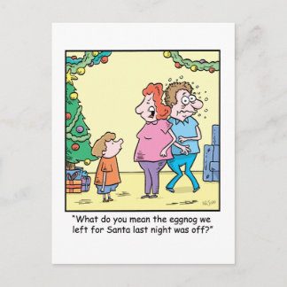 Christmas Cartoon Off Eggnog Holiday Postcard