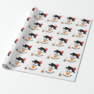 Christmas Cartoon Snowman Fun Wrapping Paper