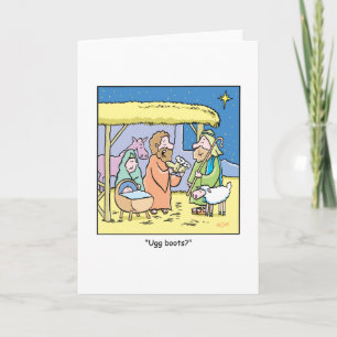 Christmas Cartoon Ugg Boots Holiday Card