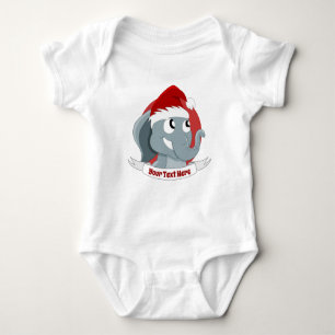 Christmas cartoon with a cute elephant baby bodysu bodysuit