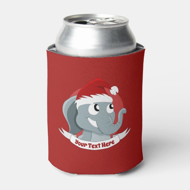 Christmas cartoon with a cute elephant can cooler (Can Front)
