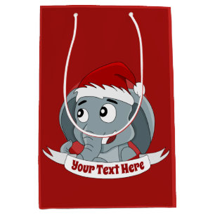 Christmas cartoon with a cute elephant medium gift bag