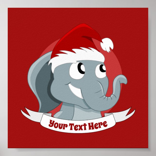 Christmas cartoon with a cute elephant poster (Front)