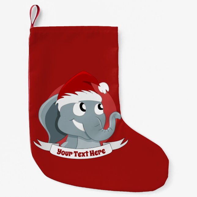 Christmas cartoon with a cute elephant small chris stocking (Front)