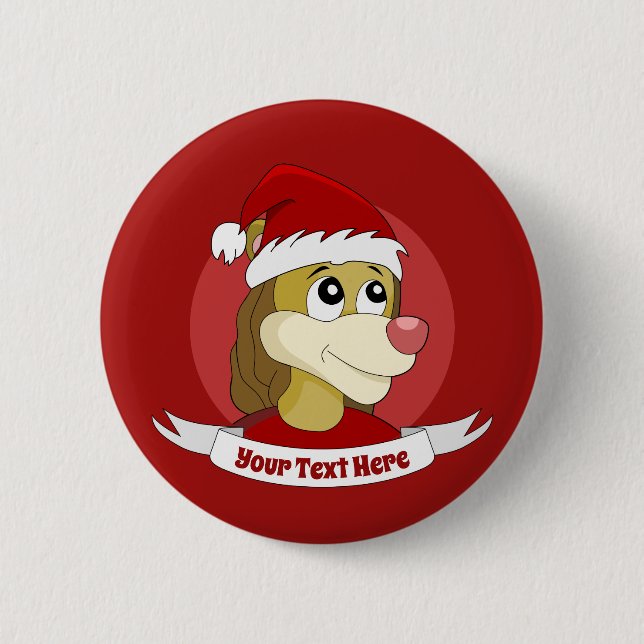 Christmas cartoon with a cute lion button (Front)