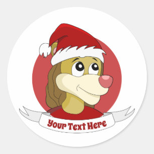 Christmas cartoon with a cute lion classic round s sticker
